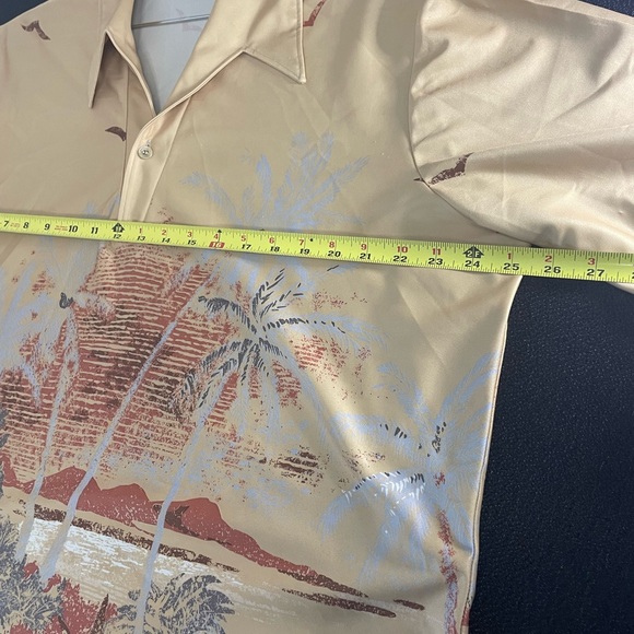 VTG Spire California tan polyester polo w/ tropical design sz Tall XXL - Picture 10 of 11